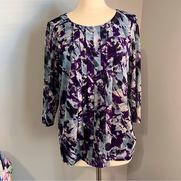 Chico's Tops - Chico's Easywear 2 (L/12) Multicolor Purple Pleated Front Blouse Top